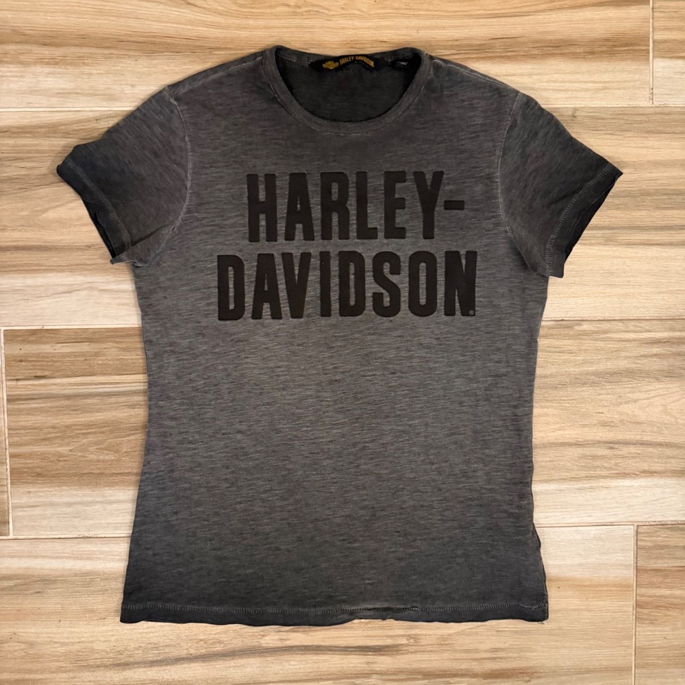 Harley-Davidson Womens Gray Slub Knit Graphic T-Shirt 99050-18VW Small